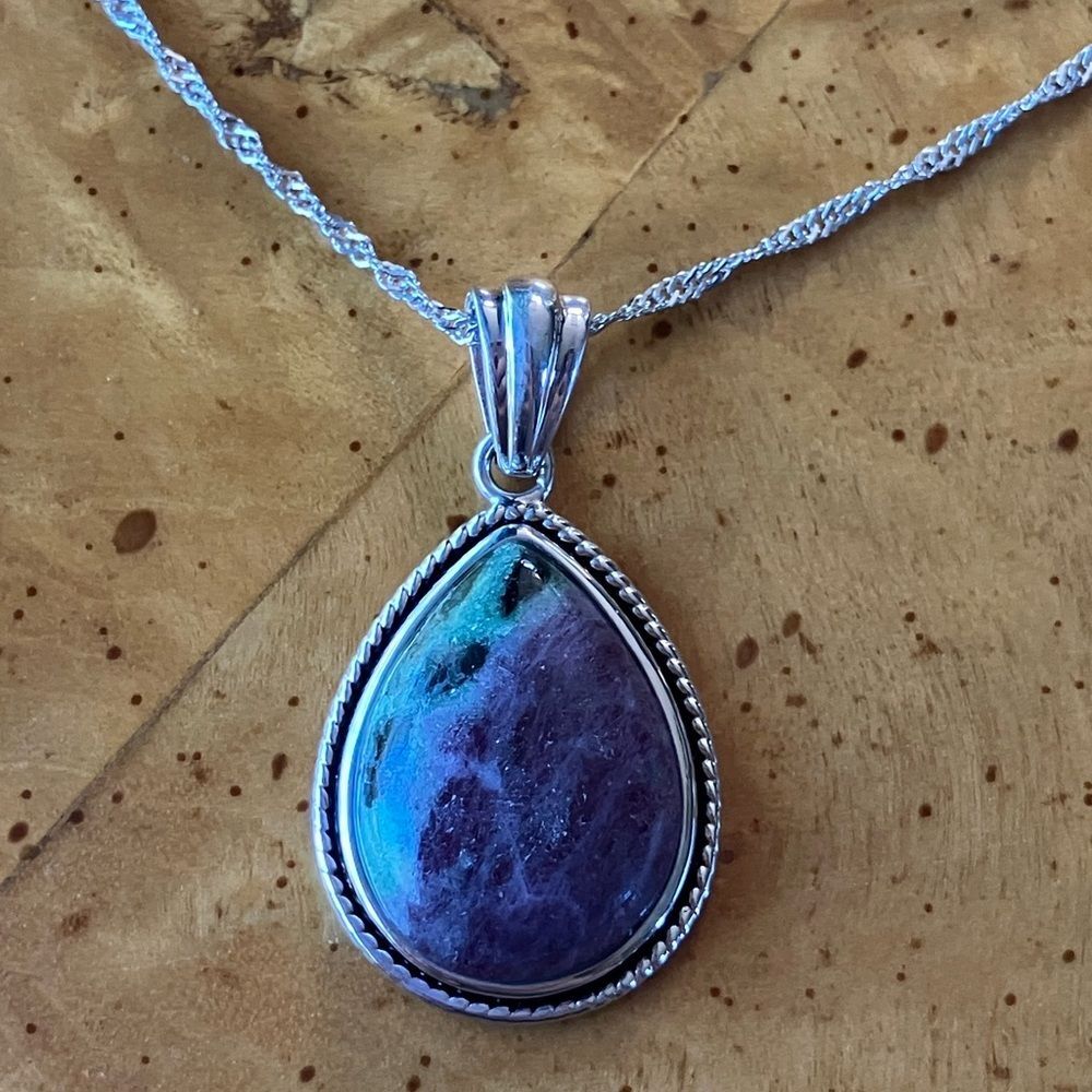 Ruby Zoisite Sterling Silver Necklace